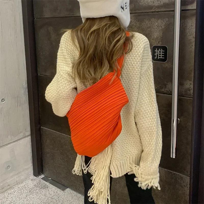 YUDX-Sac plissé de grande capacité pour femme, sac à bandoulière, rétro, simplicité, lancé, nouveau