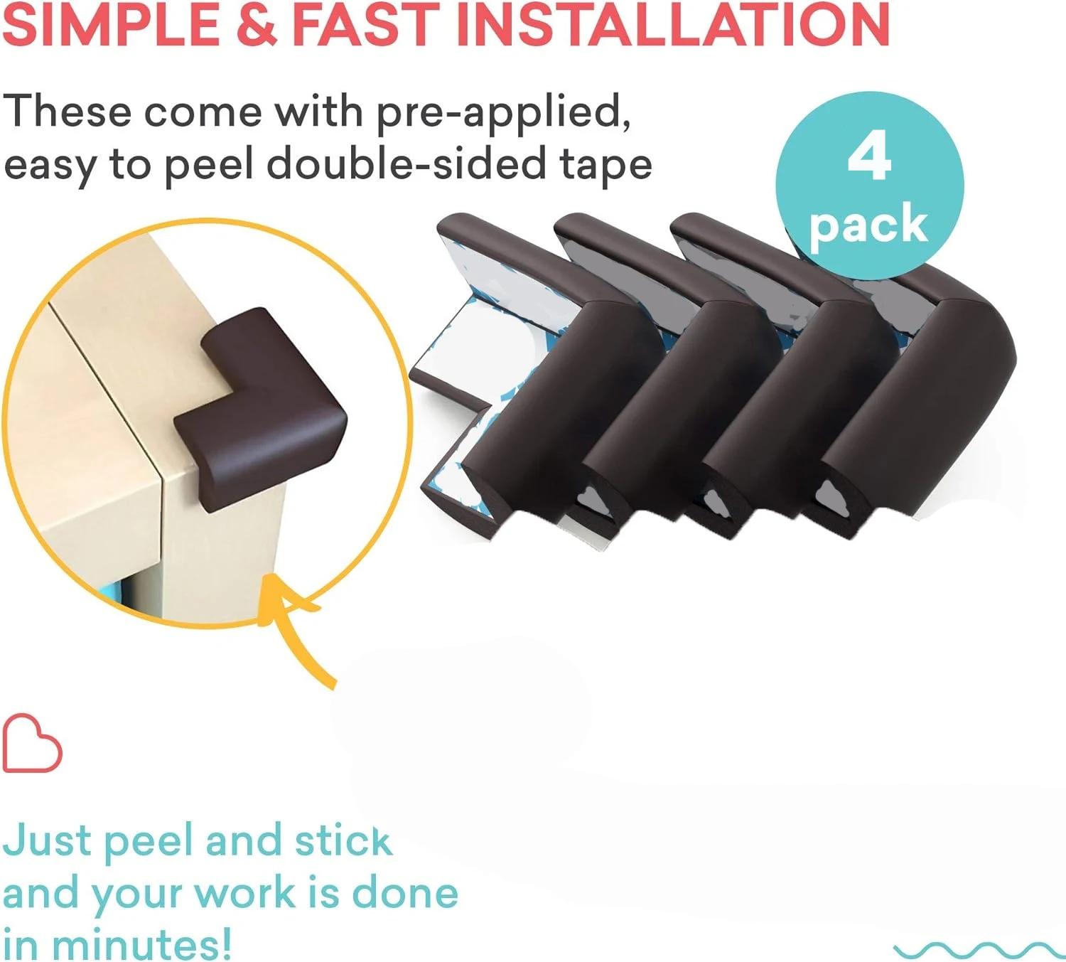 Protections d'angle souples pour bébé, 4 pièces, protection d'angle de Table pré-adhésive pour meubl