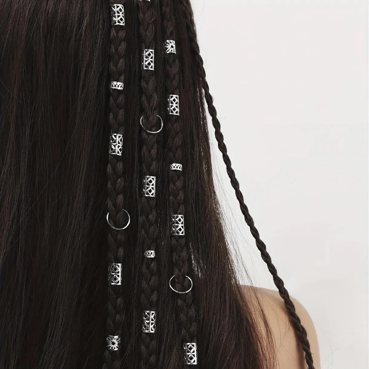80 pièces anneau de cheveux creux bricolage style de cheveux accessoires de cheveux Loc bijoux de ch