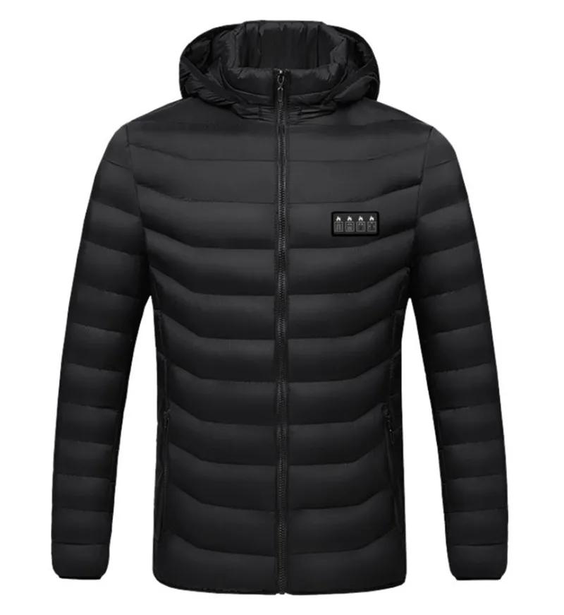 Nouveau manteau d'hiver en coton à capuche pour hommes, quatre contrôles, 21 zones, chauffage et réc