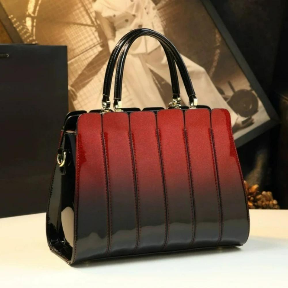 Sac polyvalent en cuir verni pour femmes, nouveau style, sac pour maman d'âge moyen, sac à main à ba