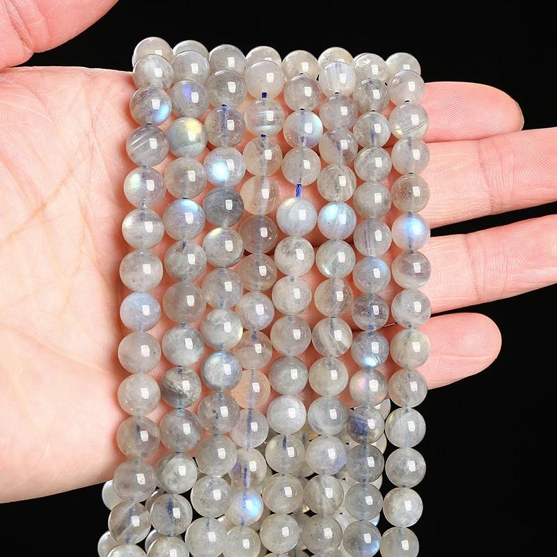 Pierre de lune grise naturelle 3A, Labradorite brillante, pierres précieuses fines 4 6 8 10mm pour l