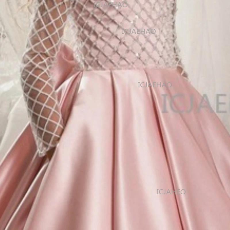 Robe de princesse pour filles 2026, style mode, en dentelle et satin, avec nœud et petit traîneau, p