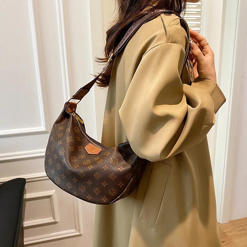 Jiaozi – sac transfrontalier rétro bloc de couleur, nouvelle mode, sac croissant de grande capacité,