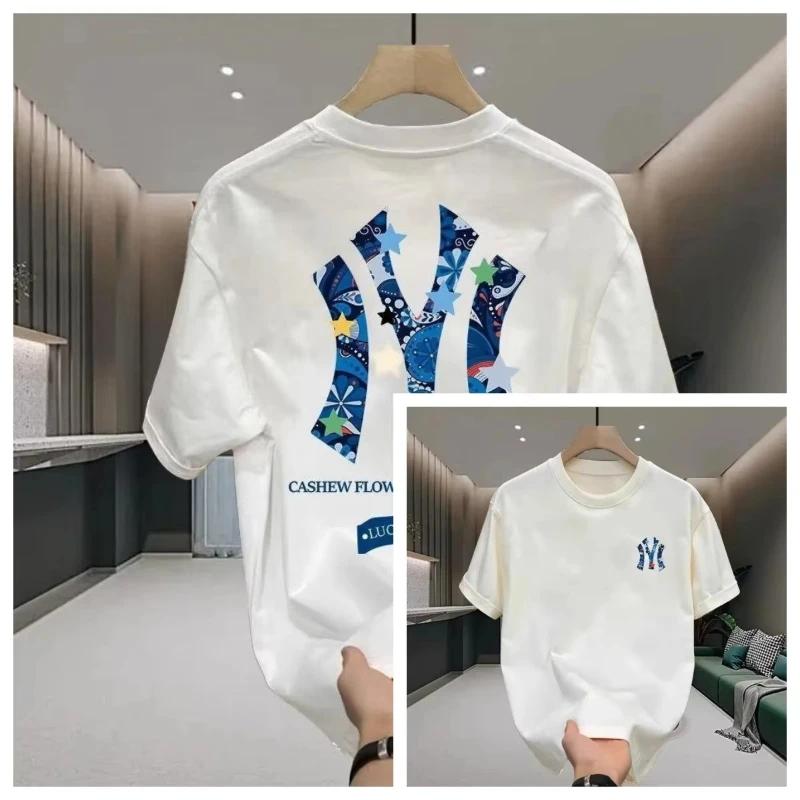 T-shirt Homme Coton Épais Marque Tide 2026 – Tendance Été Décontracté Col Rond Ample Imprimé – Vêtem