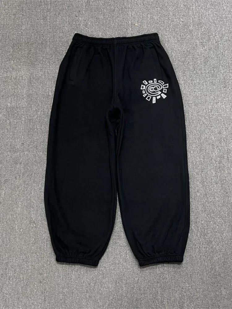 HOUZHOU Vintage graphique polaire pantalons de survêtement femmes décontracté classique gris noir ja