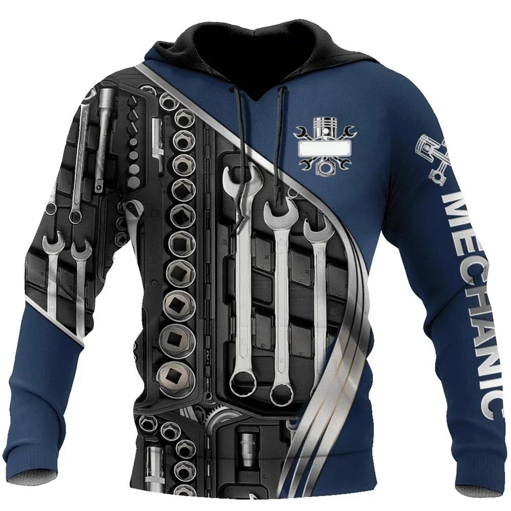 Sweat à capuche pour hommes T-Shirt Vintage automne vêtements mécanicien impression 3d hauts mode ru