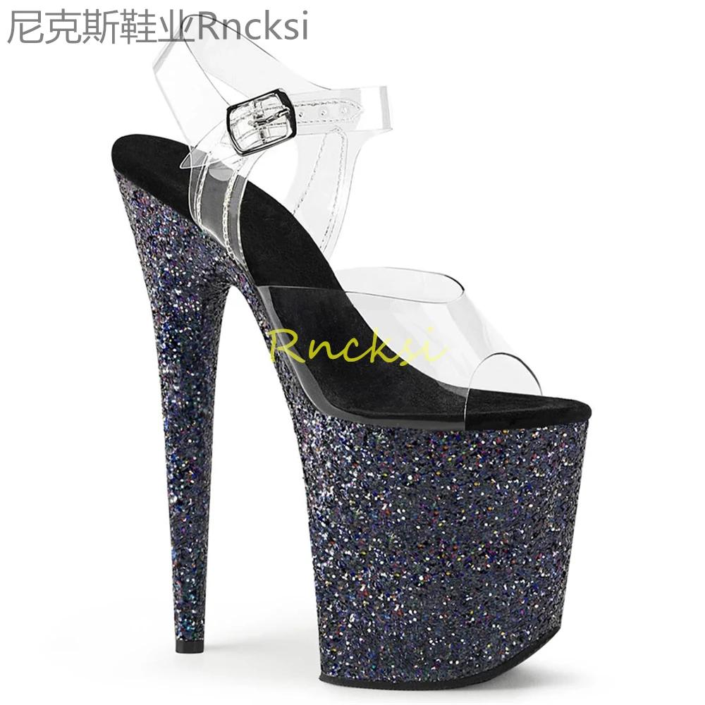 Sandales à talons hauts pour femmes, talons aiguilles, talons super hauts, mot transparent, sexy, no