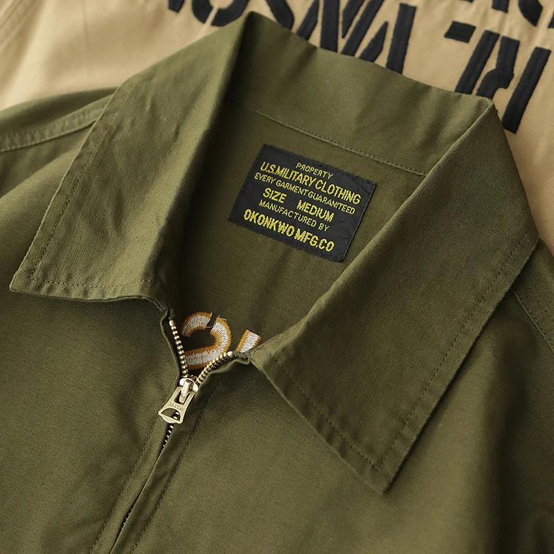 Veste de pont cargo brodée sergé rétro américain pour hommes, mode masculine, 100% coton lavé, multi