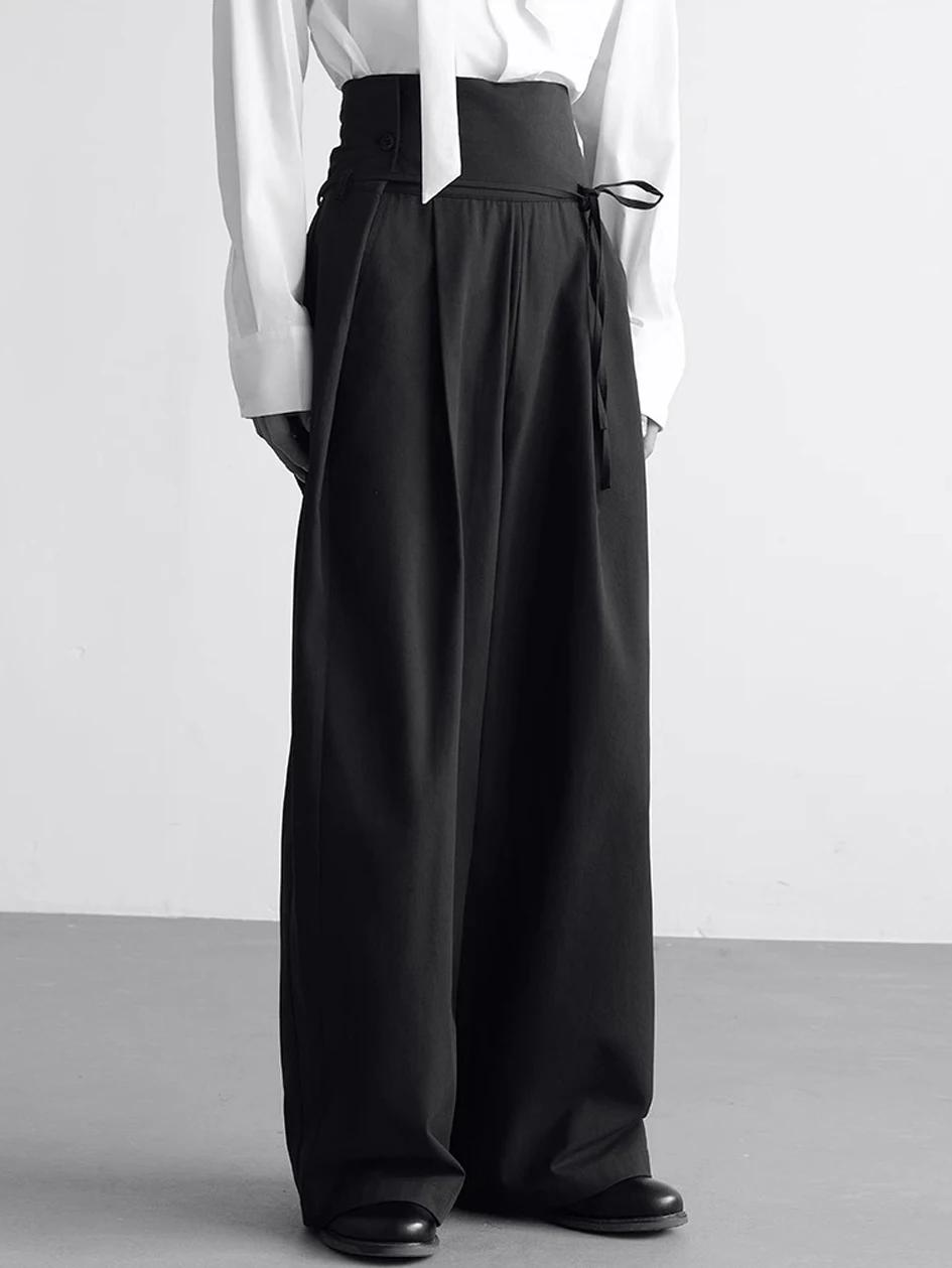 Mauroicardi printemps automne longue ample décontracté Baggy fluide doux noir jambe large pantalon h