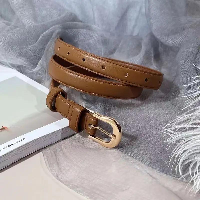 Ceinture d'été marron avec pantalon occidental assorti, Simple et polyvalente, nouvelle décoration à