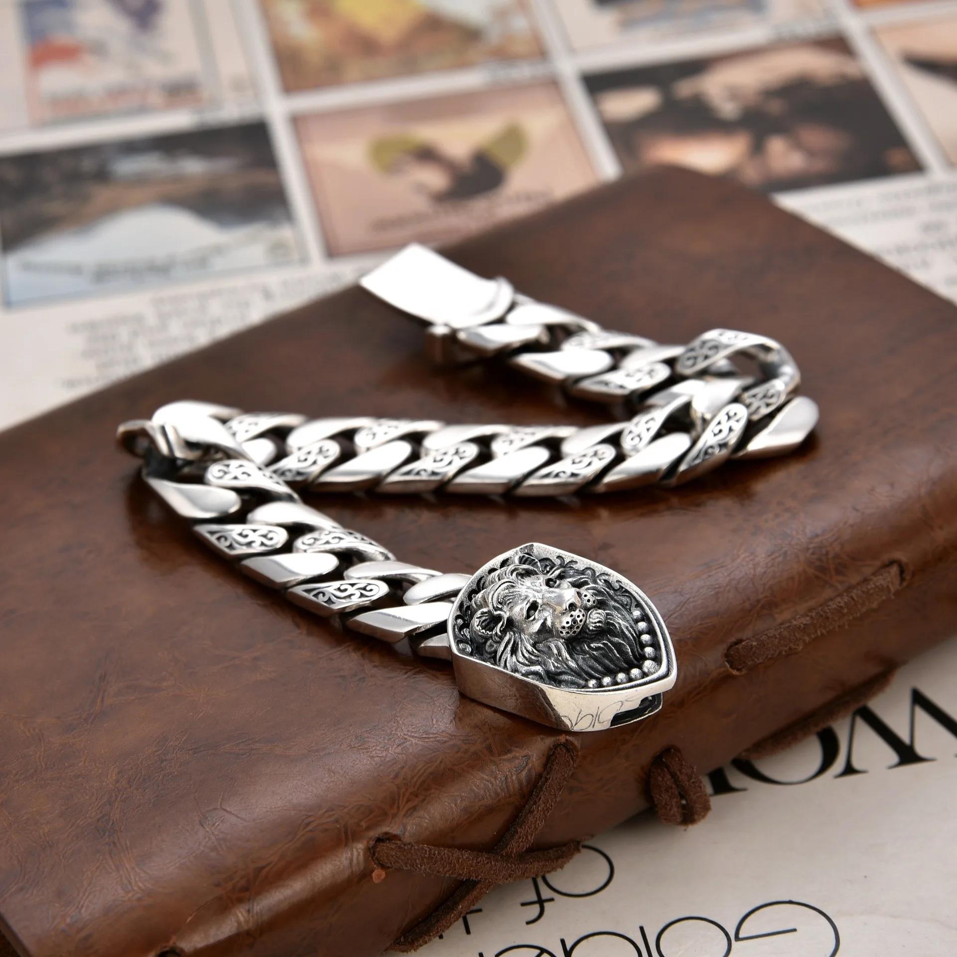 Bracelet en argent sterling S925, prix d'usine, dominateur, réservoir de lion, splendide, tendance,