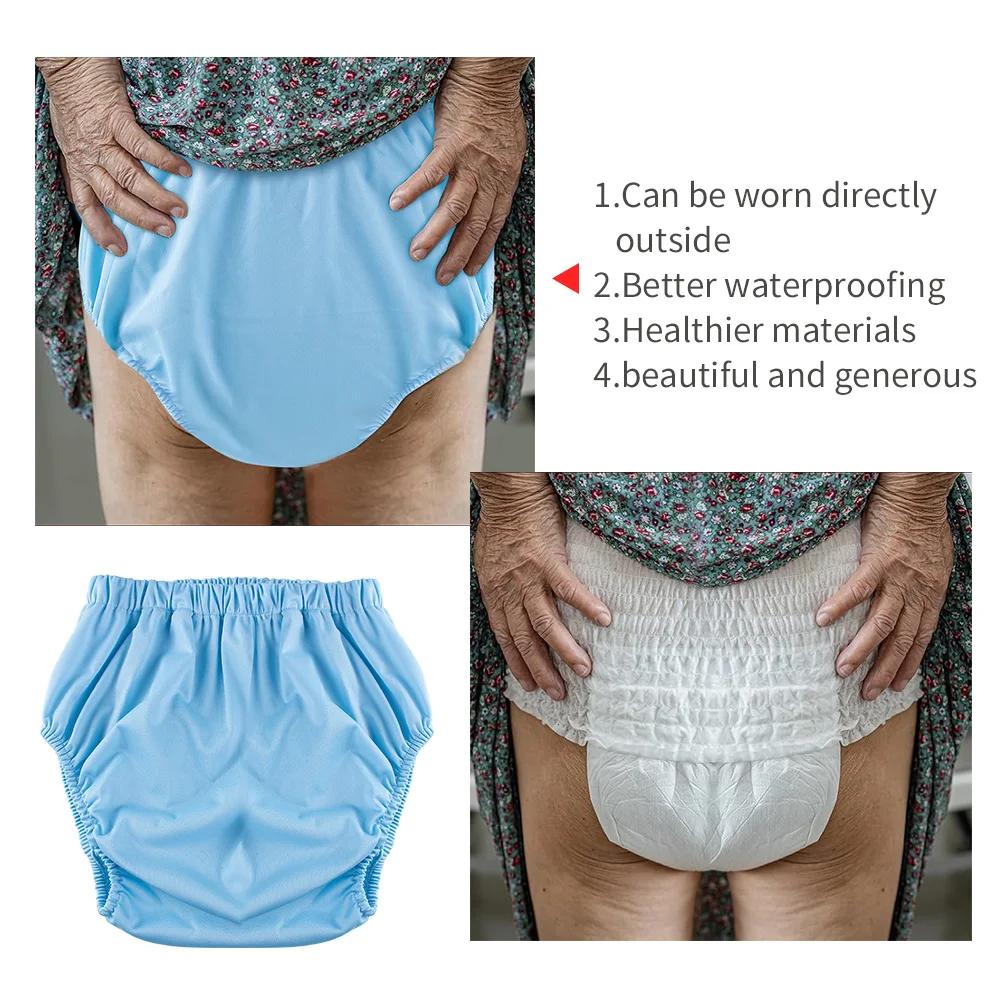 1pc couleur unie imperméable iaper pour adultes lavable réutilisable couche-culotte pantalon anti-fu