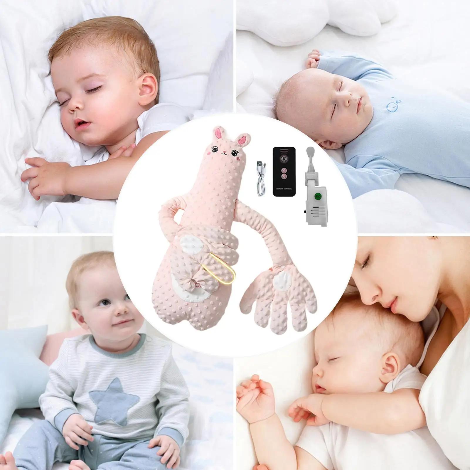 Poupée de Sommeil Apaisante pour Bébé avec Télécommande, Coussin Électrique Réglable à 3 Vitesses po