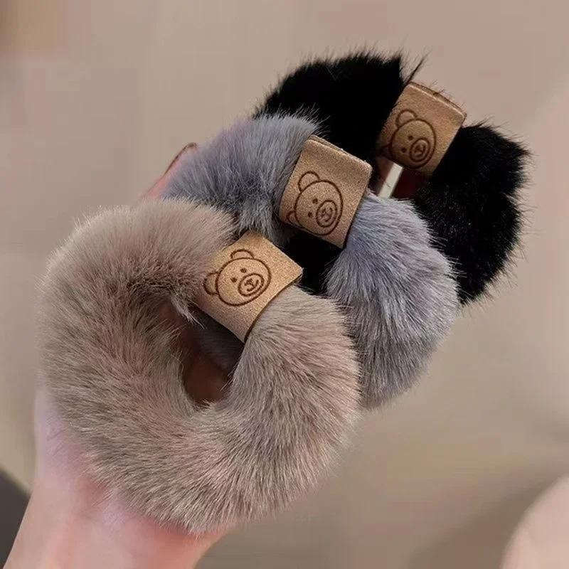 Corde à cheveux en peluche douce, optique coréenne, bandeau ours à haute élasticité, accessoires pou