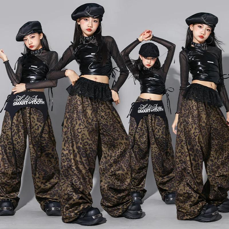 Vêtements K-pop pour filles, haut court en maille, pantalon camouflage, costumes hip hop, streetwear