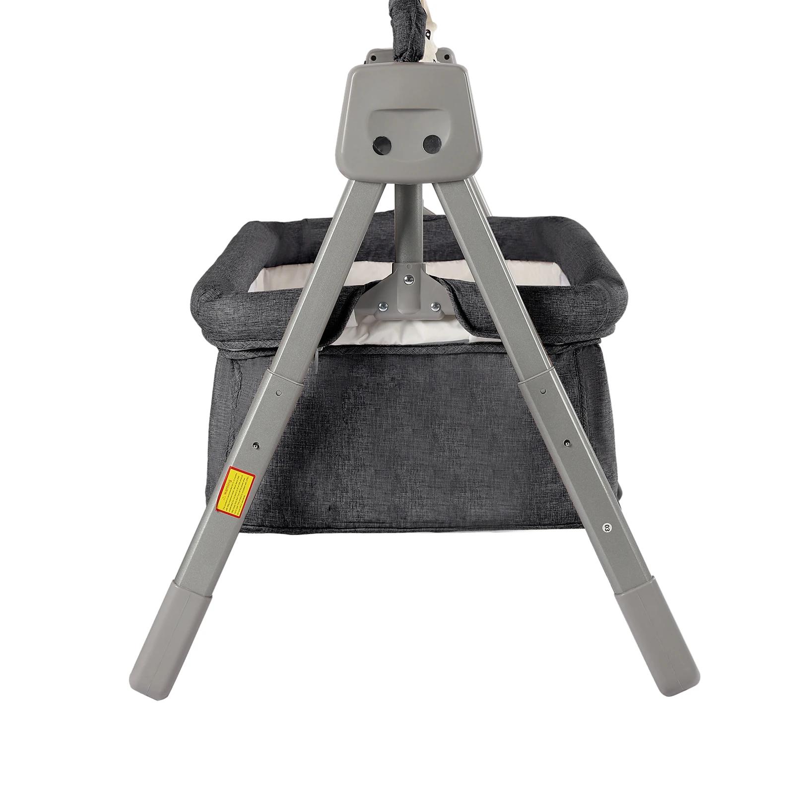 Berceau électrique gris/kaki, lit balançoire pour bébé, panier de berceau inclinable à bascule autom
