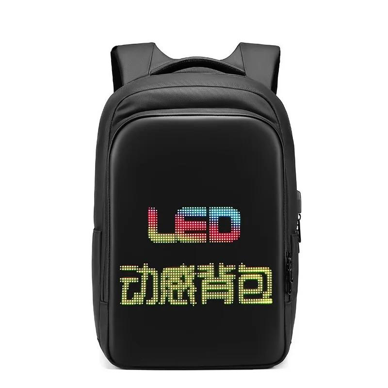 LED affichage sac à dos voyage d'affaires 15.6 pouces sac à dos pour ordinateur portable hommes bric