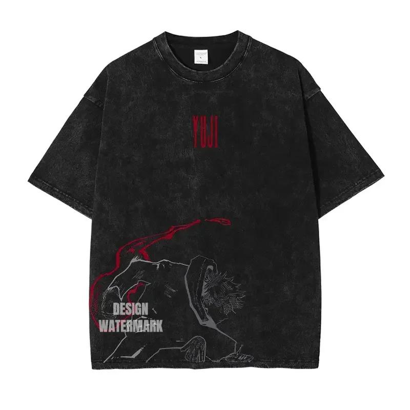 Anime j-jujutsu k-kaisen t-shirts Vintage lavé CHOSO T-shirt surdimensionné à manches courtes Fushig
