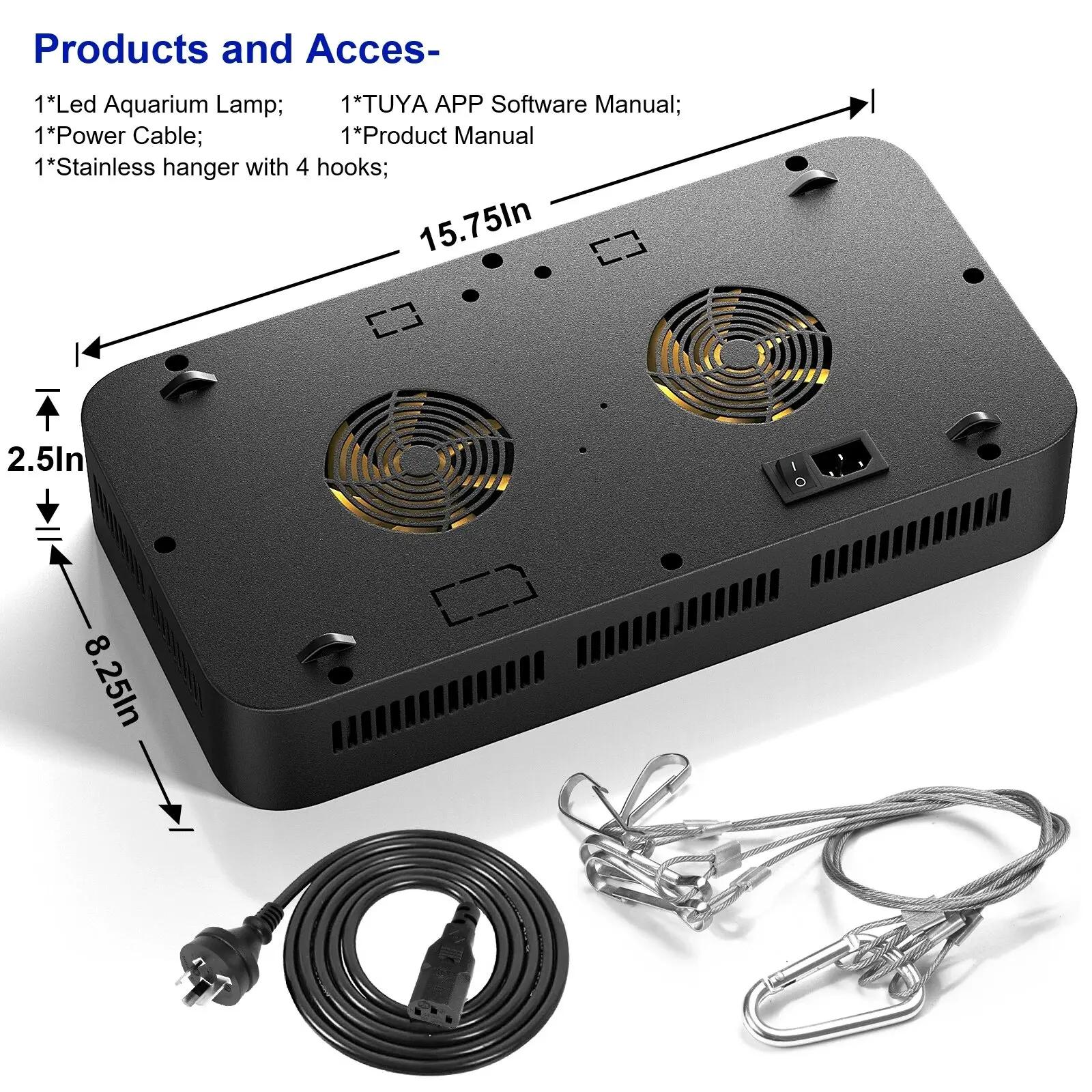 Lumière d'aquarium Led à intensité variable, contrôle WiFi, 165W, avec trois canaux, contrôle intell
