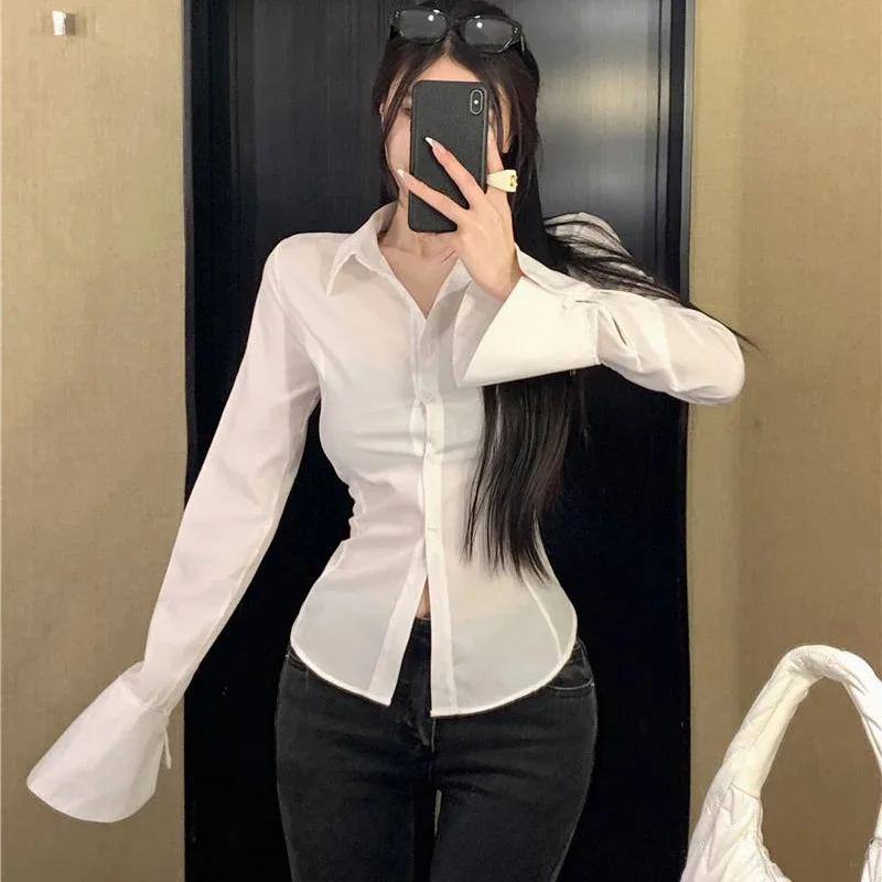 Mode femmes chemises de pansement coréen tout Match Streetwear femme mince Blouse printemps décontra
