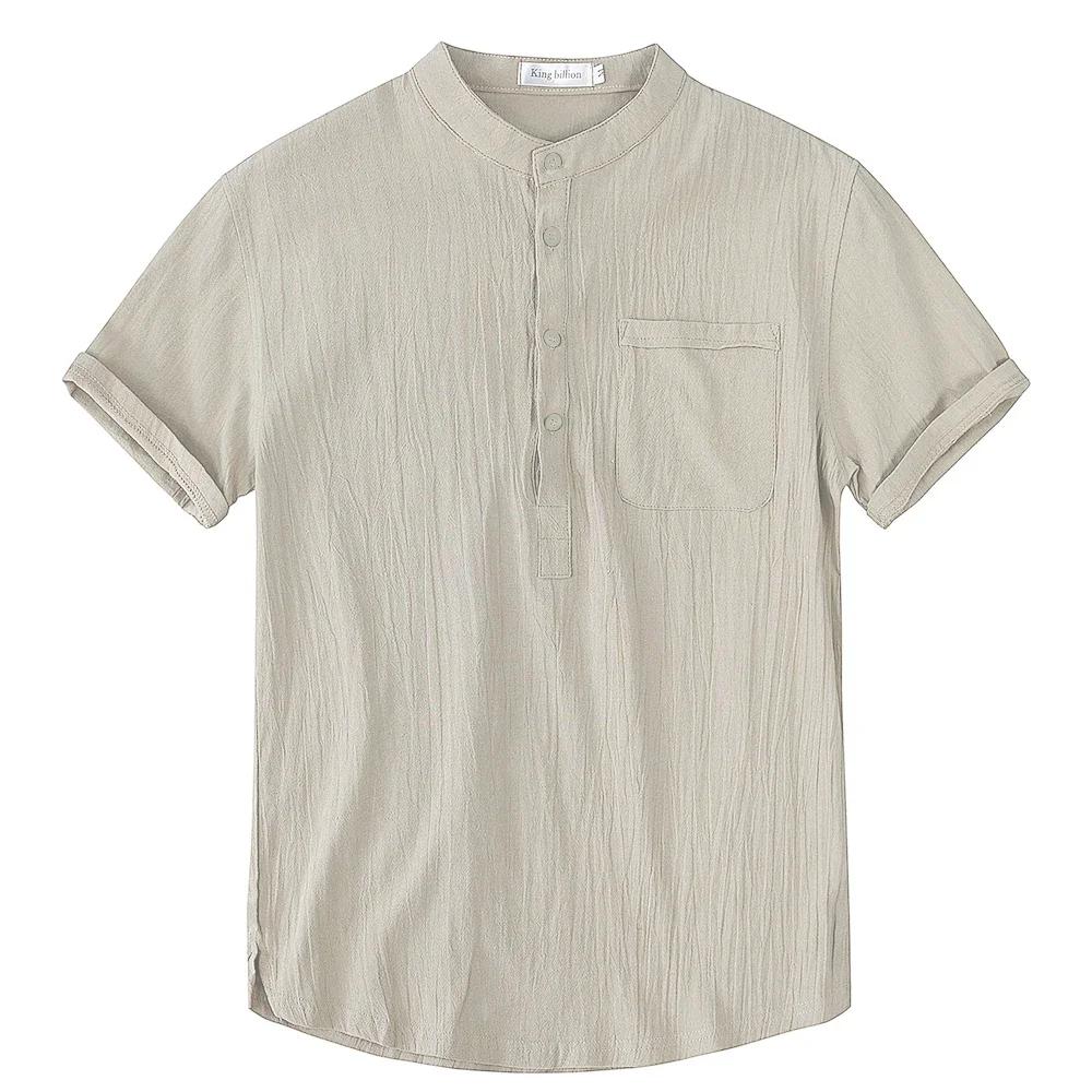 T-shirt à Manches Courtes en Coton et Lin pour Homme, Décontracté, Confortable, Respirant, Taille Am