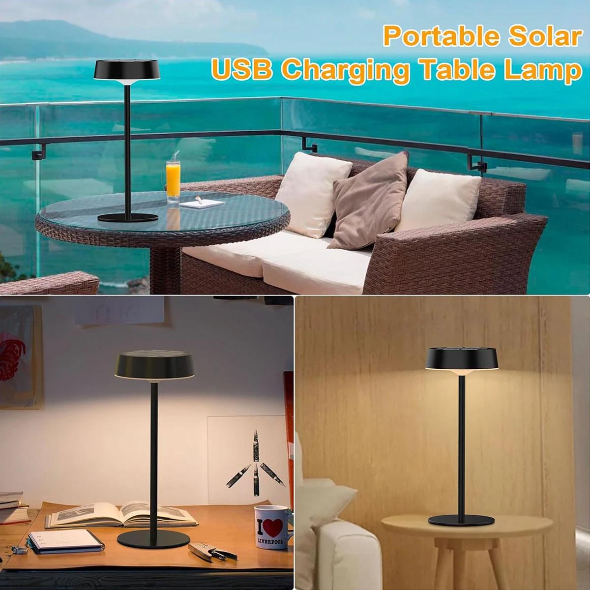 Lampes de Table solaires d'intérieur et d'extérieur, étanches, sans fil, rechargeables, à intensité