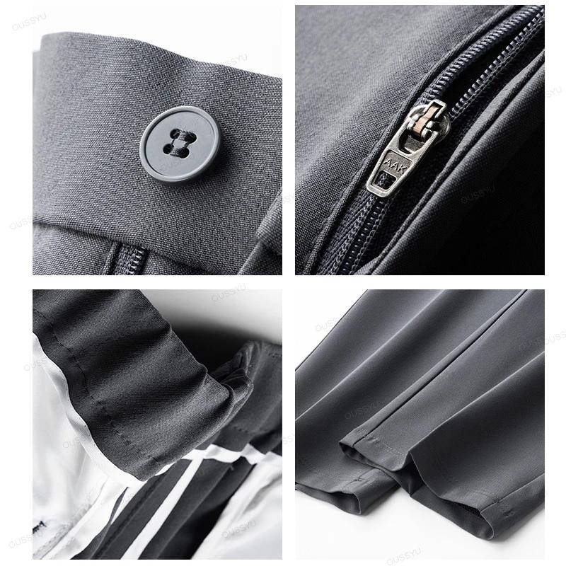 OUSSYU marque automne pantalons décontractés hommes d'affaires taille élastique Style coréen noir ma