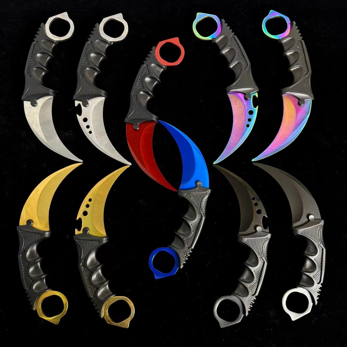 10 styles de Karambit en métal avec gaine en plastique, accessoires de jeu, couteaux à griffes color