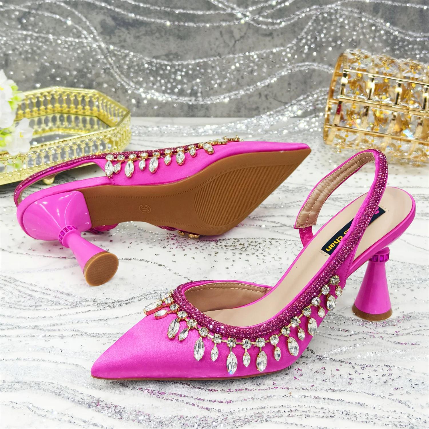 Venus Chan Po-Chaussures à Talons Hauts Pointus pour Femme, Sac à Main de Luxe, Strass, Élégant, Soi