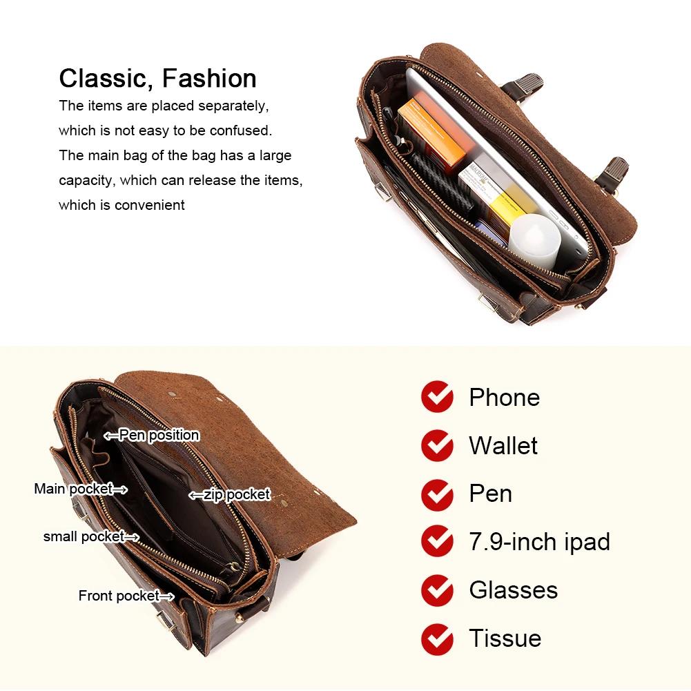 Crazy Horse – sac messager en cuir pour hommes, mallette pour ordinateur portable d'affaires, fourre