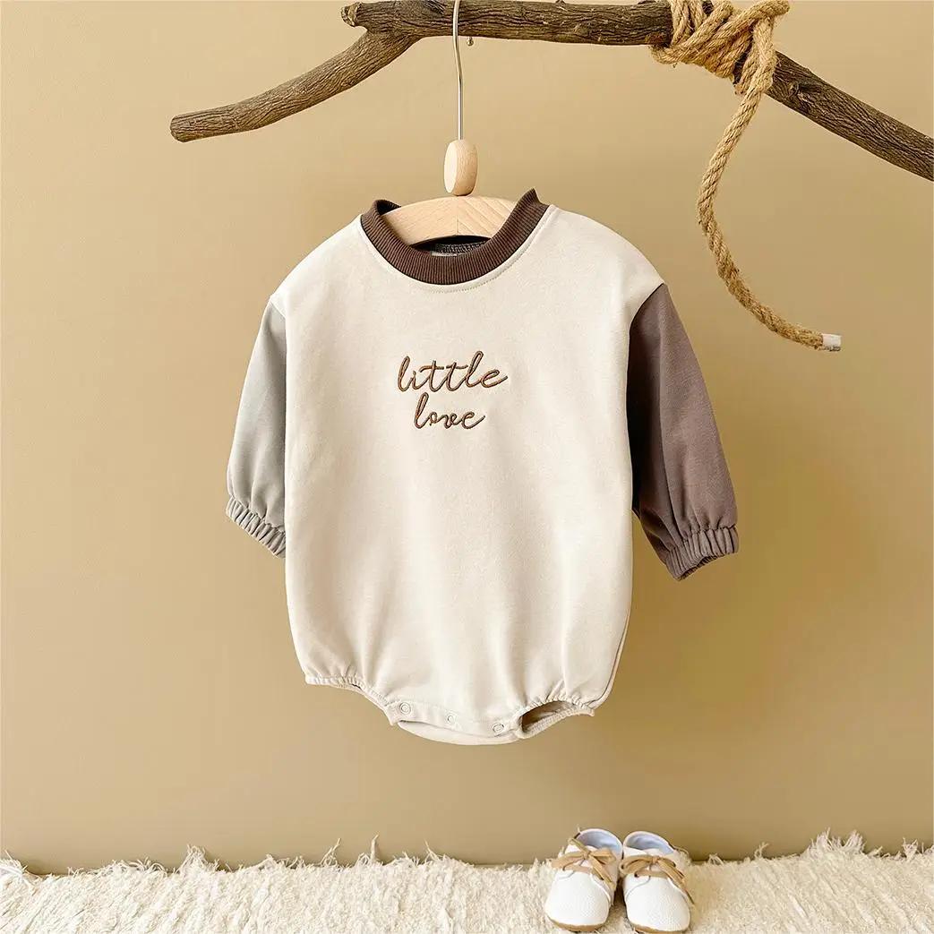 Vêtements d'automne pour bébés filles et garçons, combinaison avec lettres brodées, manches longues,