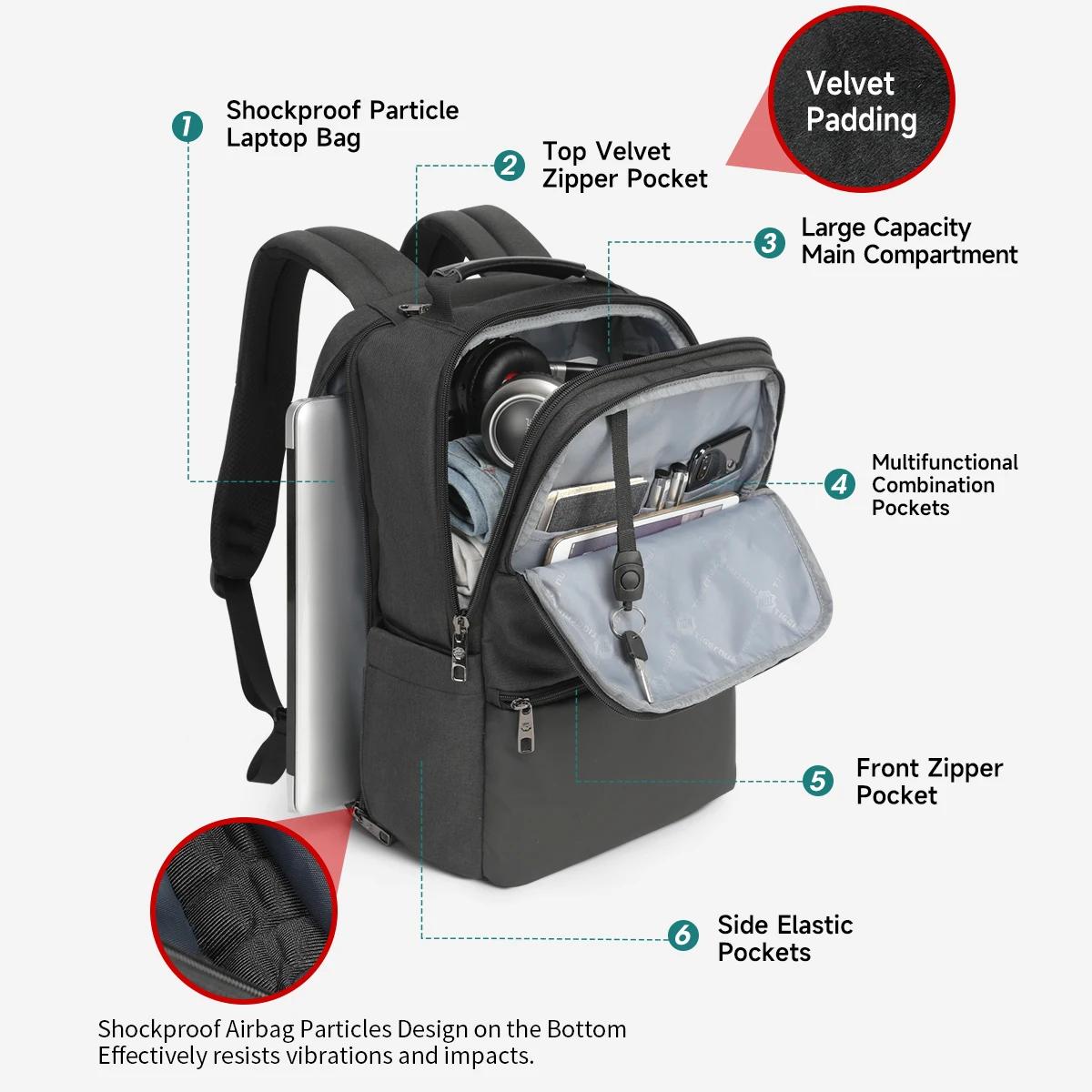 Tigernu sacs à dos de voyage pour hommes 15.6 17 19 ''sac à dos pour ordinateur portable homme sac à