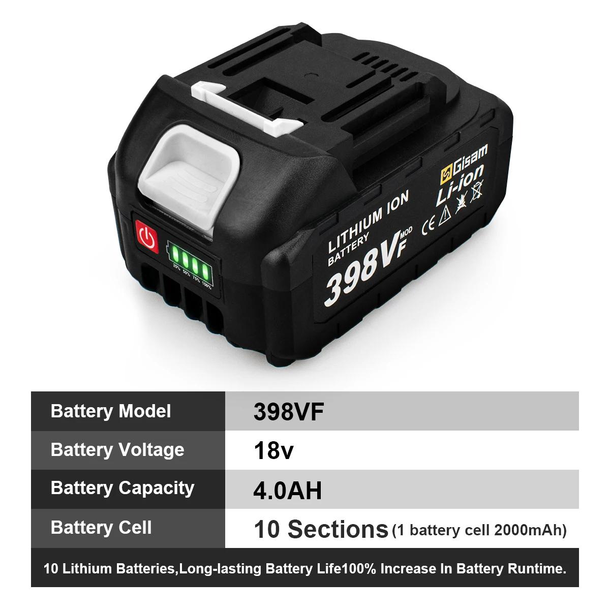 Batterie rechargeable Gisam 4.5Ah 4.0Ah 2.0Ah Lithium-ion 198VF 398VF 928VF Li-ion pour batterie Mak