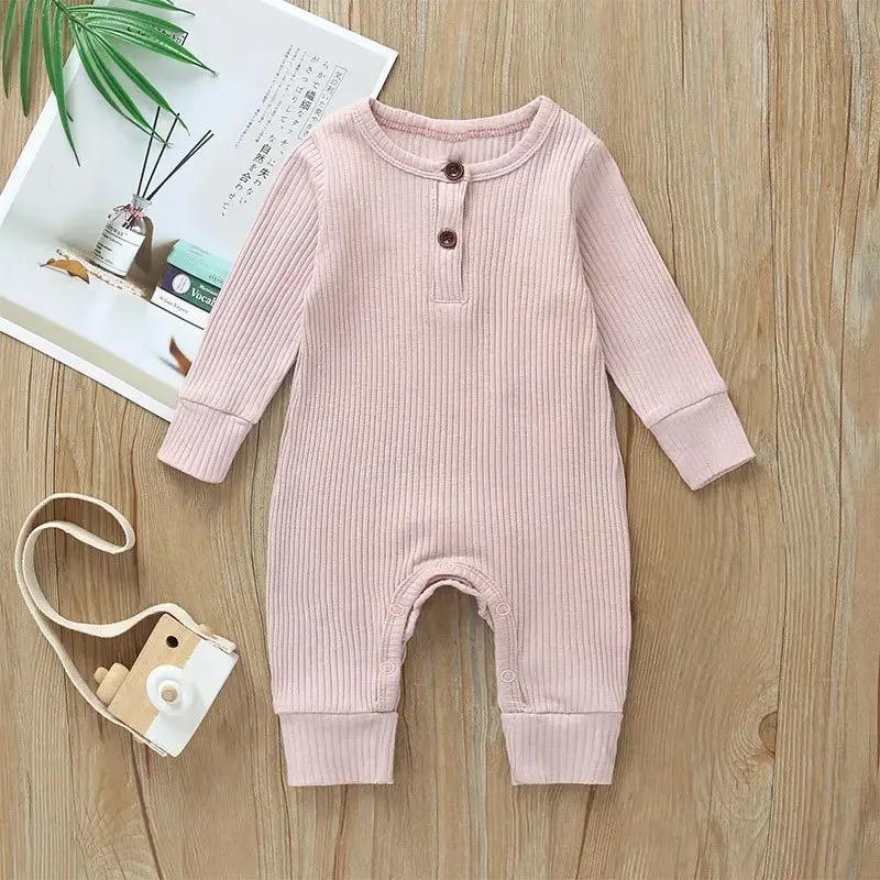 Printemps automne nouveau-né bébé garçons filles à manches longues côtelé coton barboteuse combishor