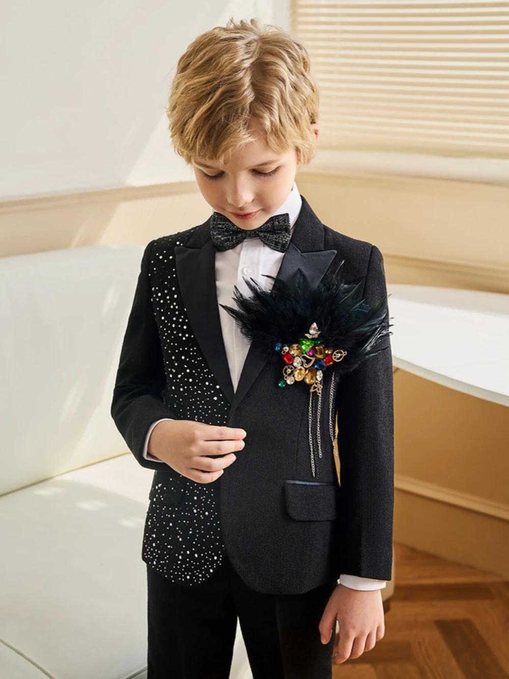 Txjojn – costumes 3 pièces en perles pour garçons, veste et pantalon avec nœud papillon, vêtements d