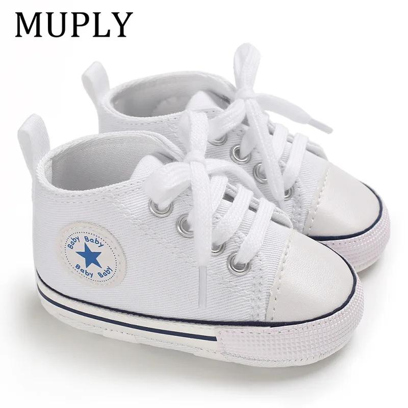 Baskets classiques en toile imprimées étoiles pour bébés, chaussures de premiers pas pour nouveau-né