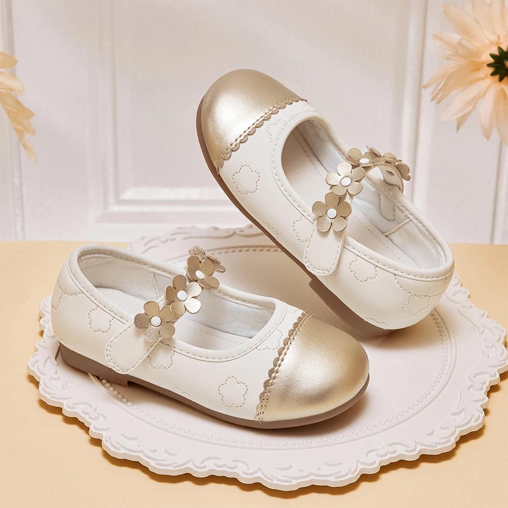 Dave Bella enfants chaussures en cuir automne printemps filles rétro princesse chaussures anti-dérap