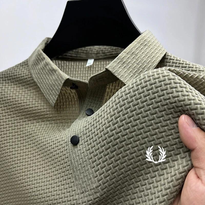 Polo homme décontracté uni respirant à motif floral, manches courtes, collection été 2026 – T-shirt