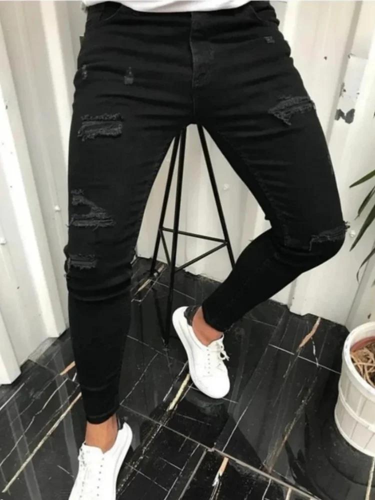 Jean déchiré pour hommes, Slim, respirant, doux, délavé, pantalon Streetwear, printemps automne, pan