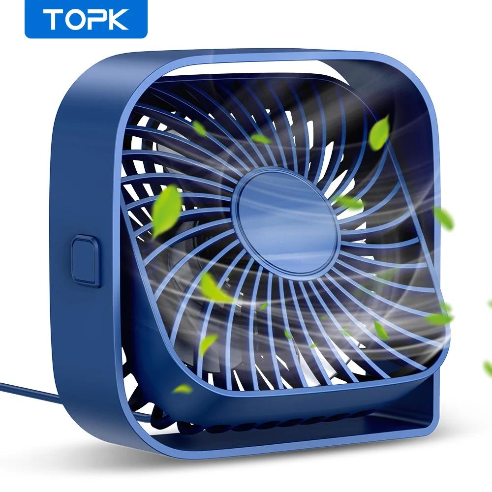 TOPK Mini ventilateur portable, table de ventilateur de bureau USB, ventilateur personnel silencieux