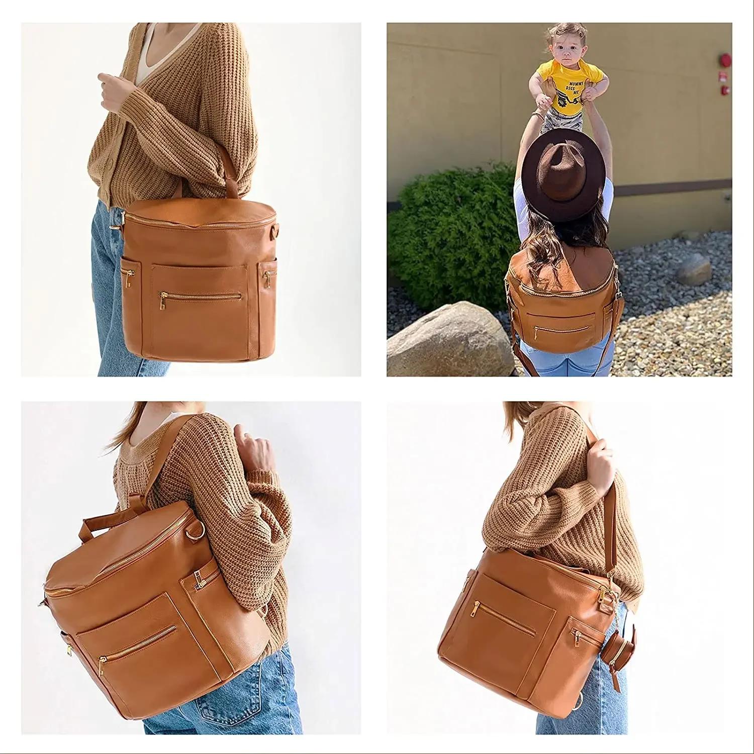 Sac à dos en cuir PU pour maman, sac à couches avec coussin proxy, sac à couches pour bébé, sac à do