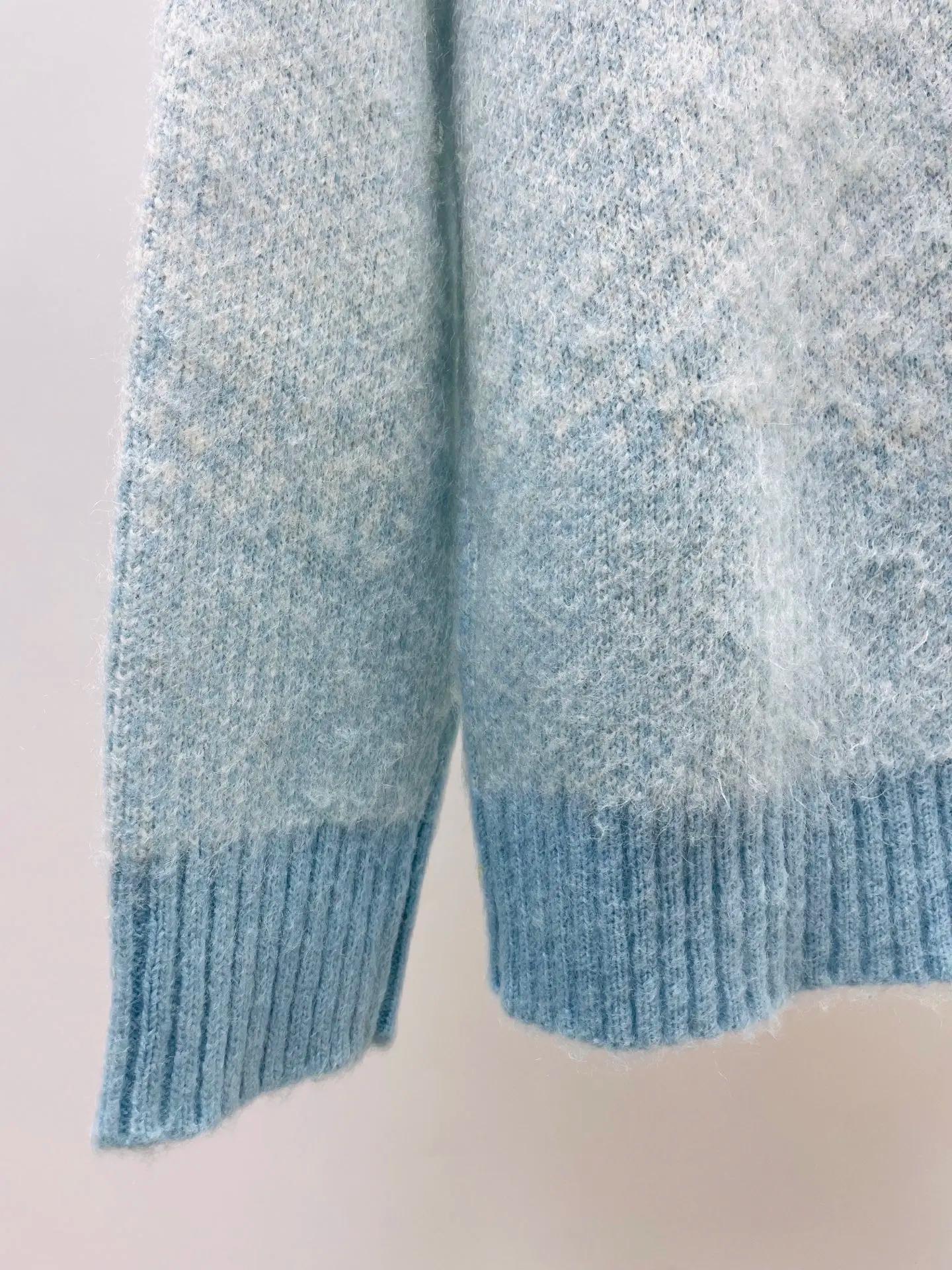 Nouvelle Version 2026 – Manteau Pull Dégradé Bleu en Mélange Mohair Casinoblank pour Femme et Homme