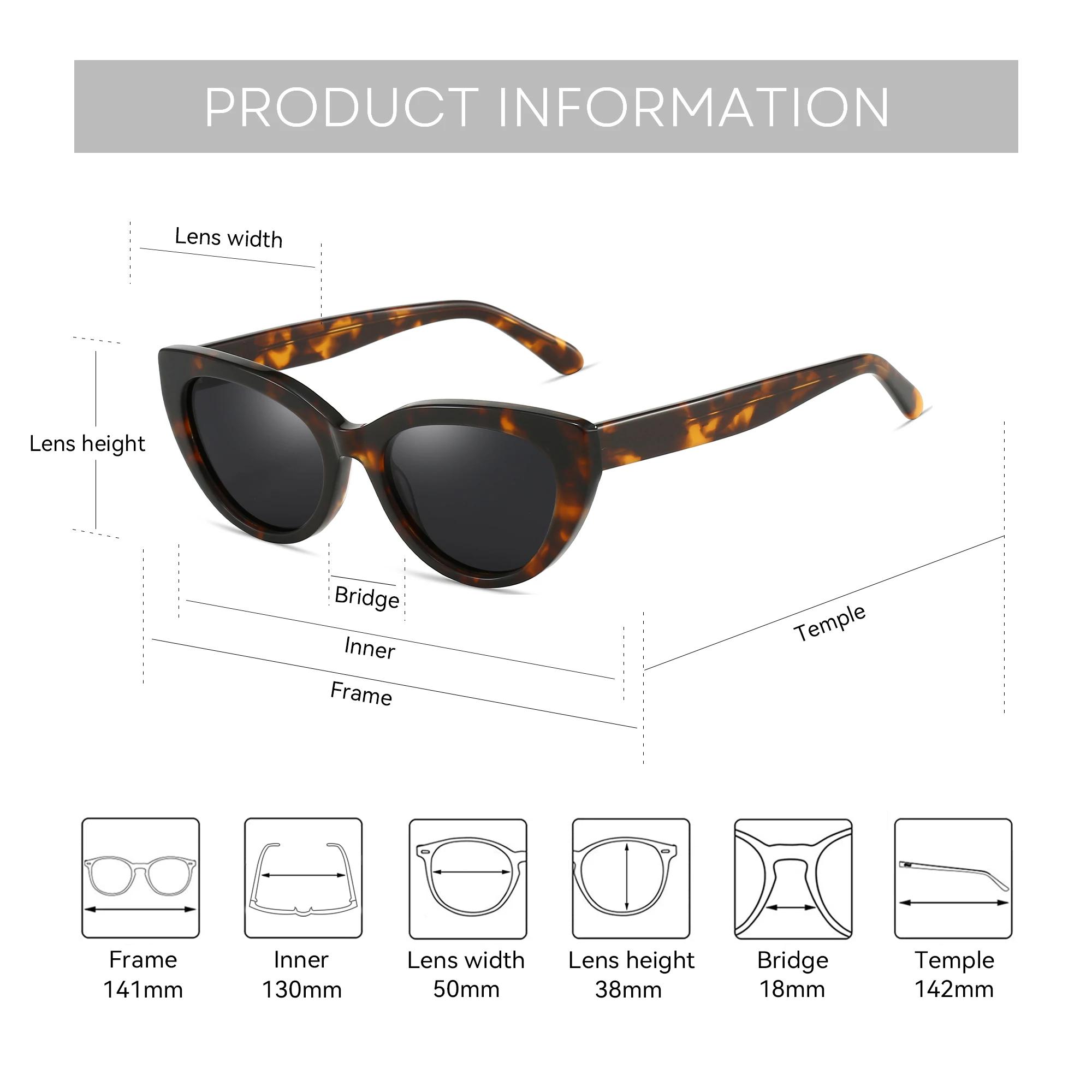 ZENOTTIC mode oeil de chat lunettes de soleil polarisées à la main acétate UV400 Protection lunettes