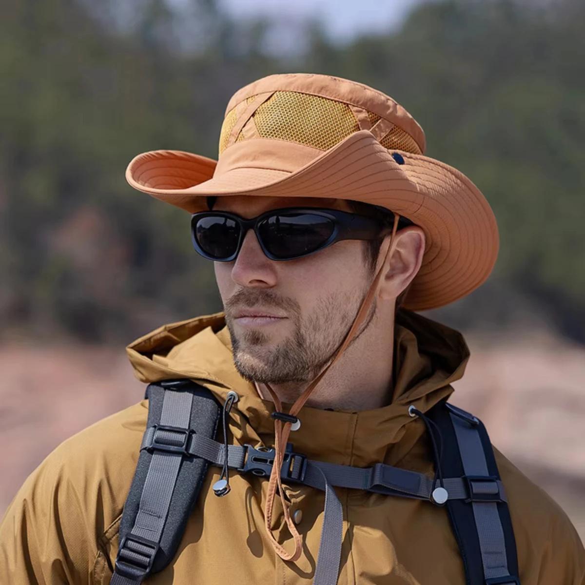 Chapeau de protection solaire pour hommes, chapeau de pêche d'alpinisme en plein air, grand avant-to