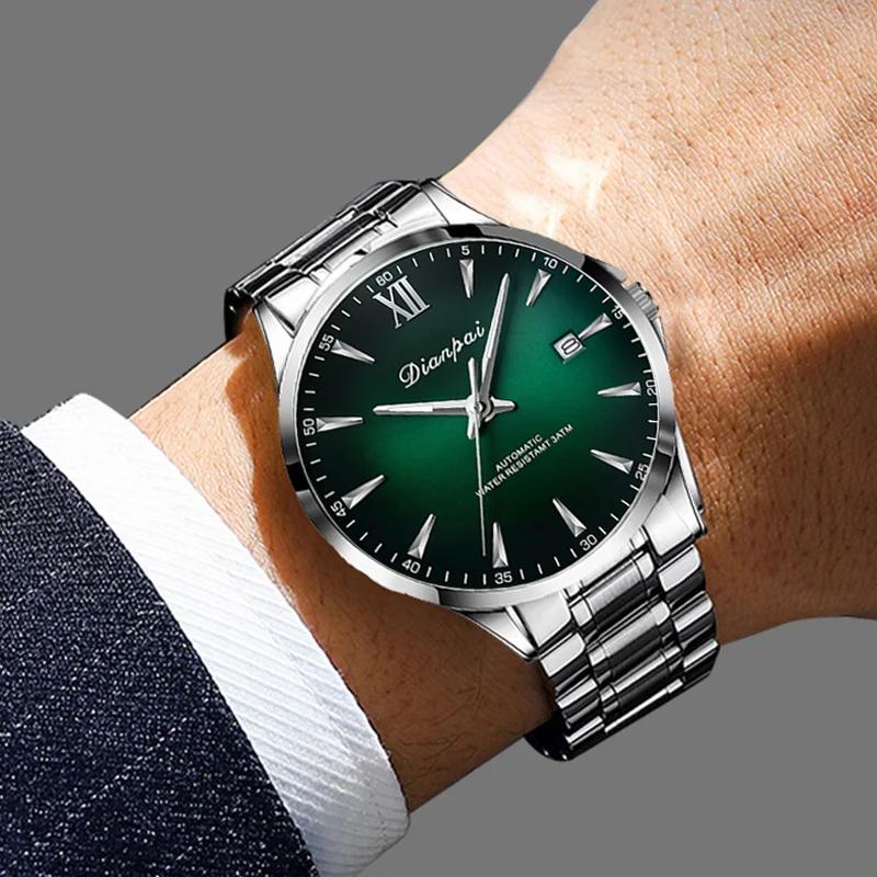 Dianpai montre mécanique entièrement automatique pour hommes d'affaires Simple calendrier en acier i