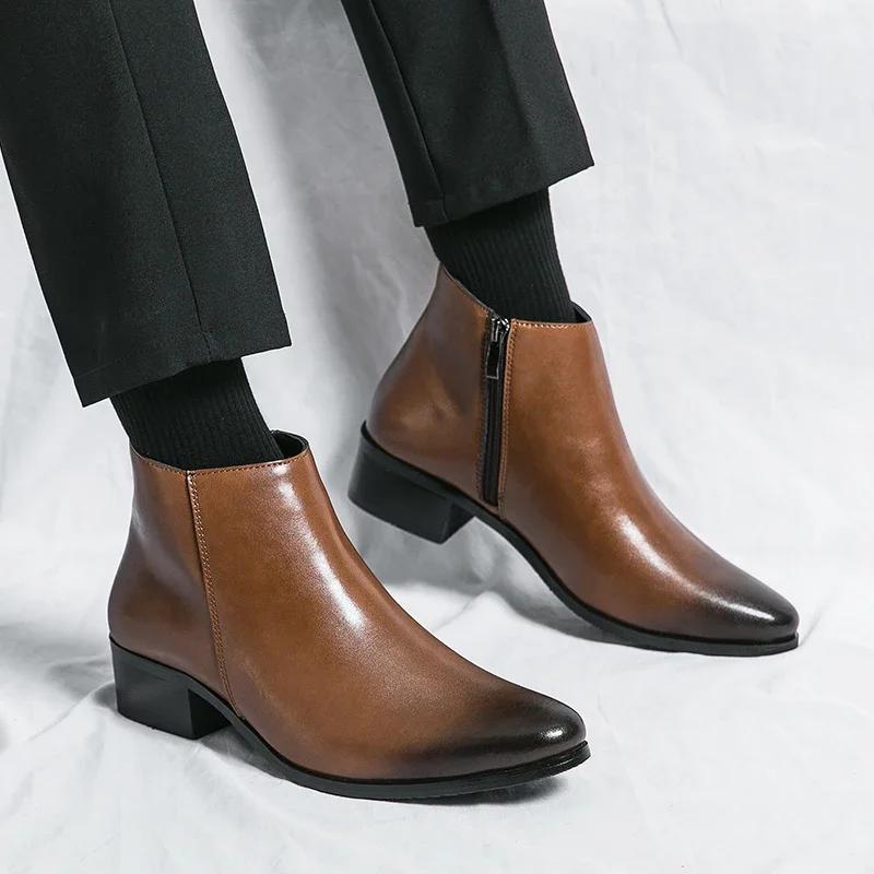 Bottines classiques en cuir noir pour hommes et femmes, style britannique, bout pointu, bottes Chels
