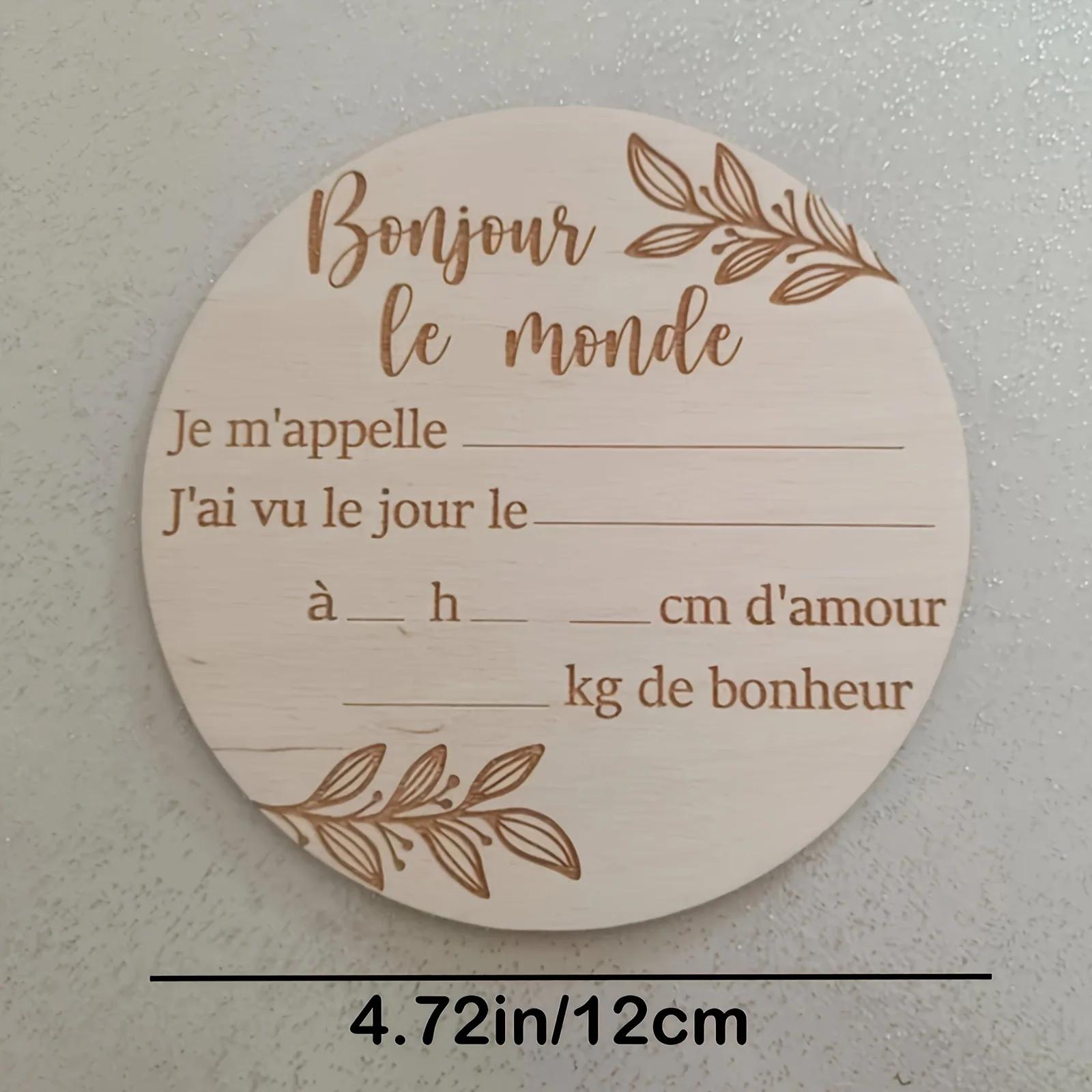 1 pièce bébé nouveau-né panneau de bienvenue en bois sculpté design "Hello World" baby shower bois n