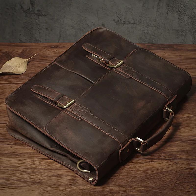 NUKA-Sac à main d'affaires en cuir véritable pour hommes, sac à main en cuir de vachette vintage, sa