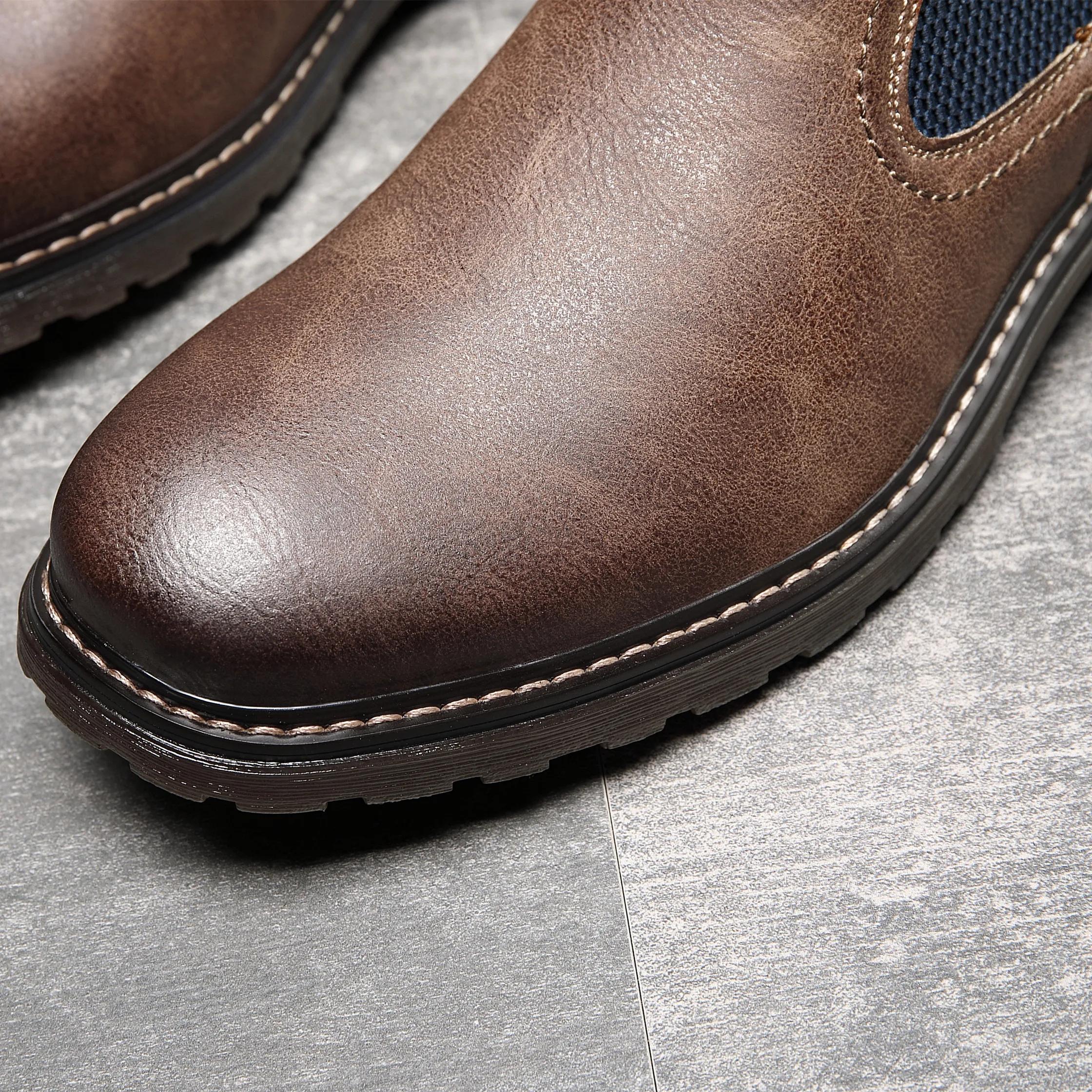 BHKH 2025 hommes Chelsea bottes nouveau hiver hommes bottes en cuir souple sangle élastique bottines